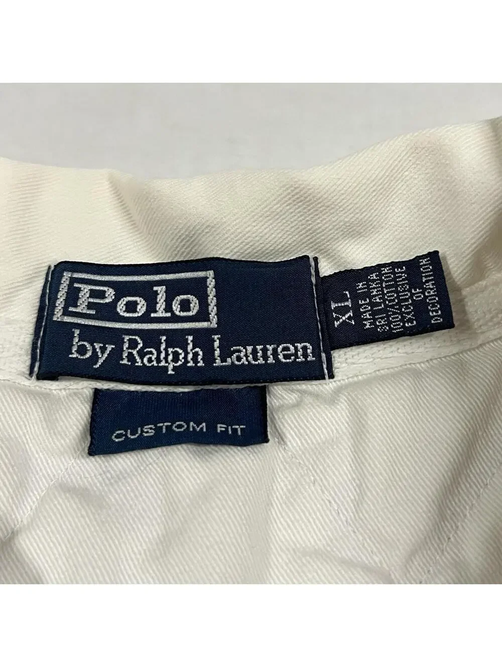 VTG Polo Ralph Lauren Rugby White Longsleeve Shirt Quilted 67 Back Sz XL STAINS